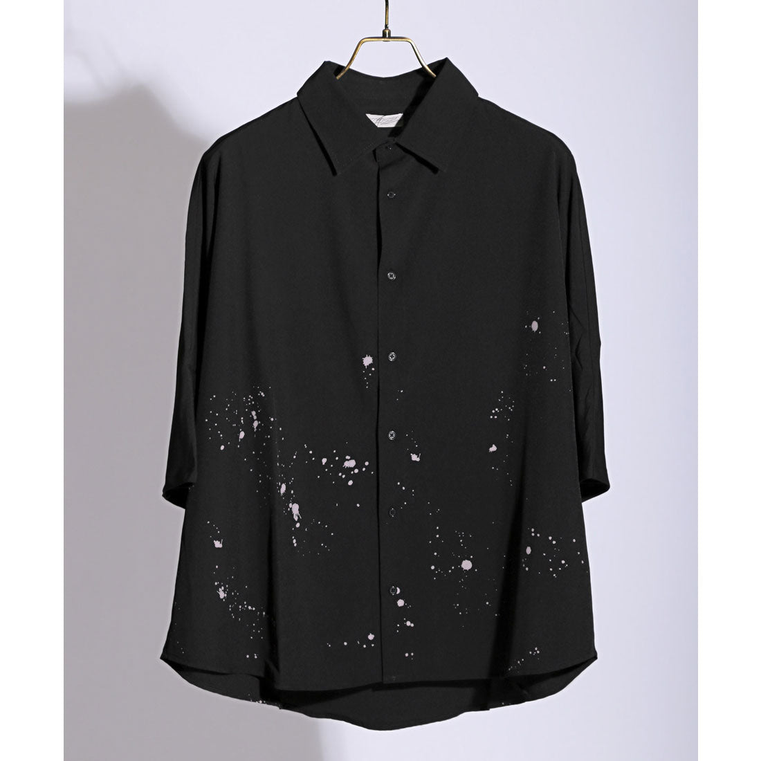 ラグスタイル LUXSTYLE ペイントプリントドルマンスリーブ半袖シャツ/半袖 メンズ レディース 半袖シャツ ドルマンスリーブ ブラウス オーバーサイズ ビッグシルエット （ブラック） ブラック