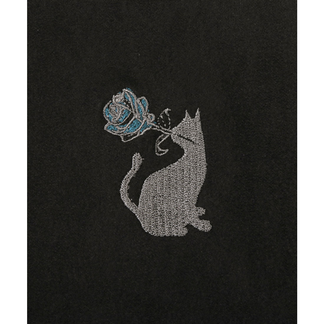 ラグスタイル LUXSTYLE Girls&Catスエード半袖Tシャツ/スエード フェイクスエード 刺繍 バックプリント ワンポイント Girls Cat 女の子 ガール ネコ 猫 大きいサイズ （ブラック） ブラック