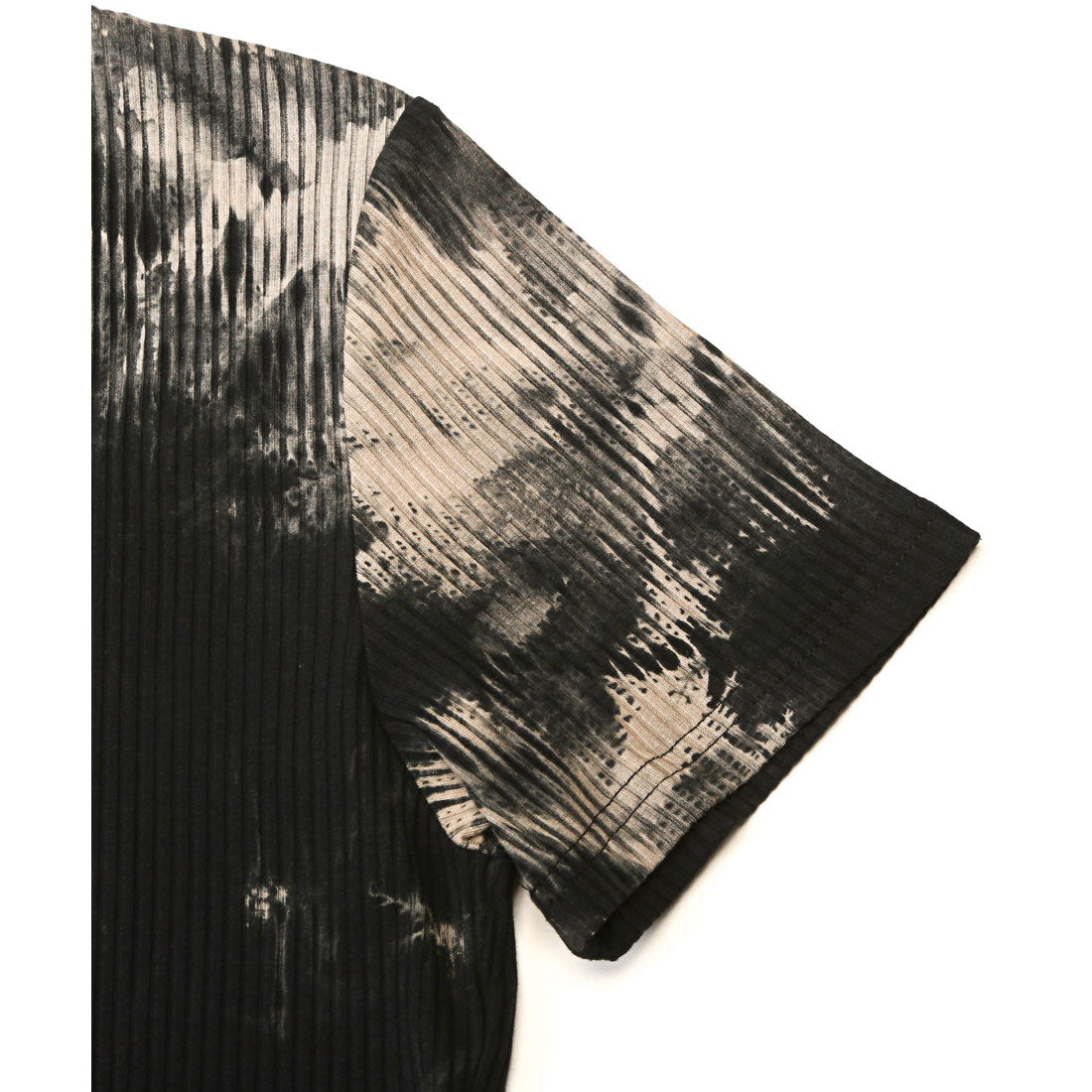 ラグスタイル LUXSTYLE Bernings Sho(バーニングショー)ムラ染めテレコVネックTシャツ/Tシャツ 半袖 メンズ Vネック 半袖Tシャツ VネックTシャツ ムラ染め テレコ リブ タイダイ染め （ブラック） ブラック