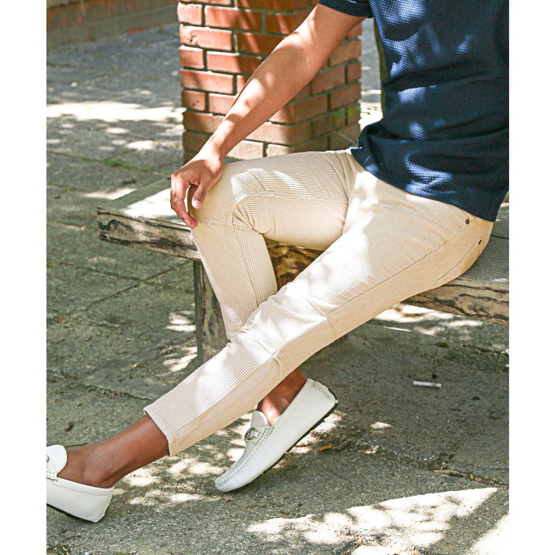 ラグスタイル LUXSTYLE コーデュロイタック入りクロップドパンツ/7分丈 9分丈 アンクル コーデュロイ タック入り タックパンツ コーデュロイパンツ チノパン （グレージュ） グレージュ