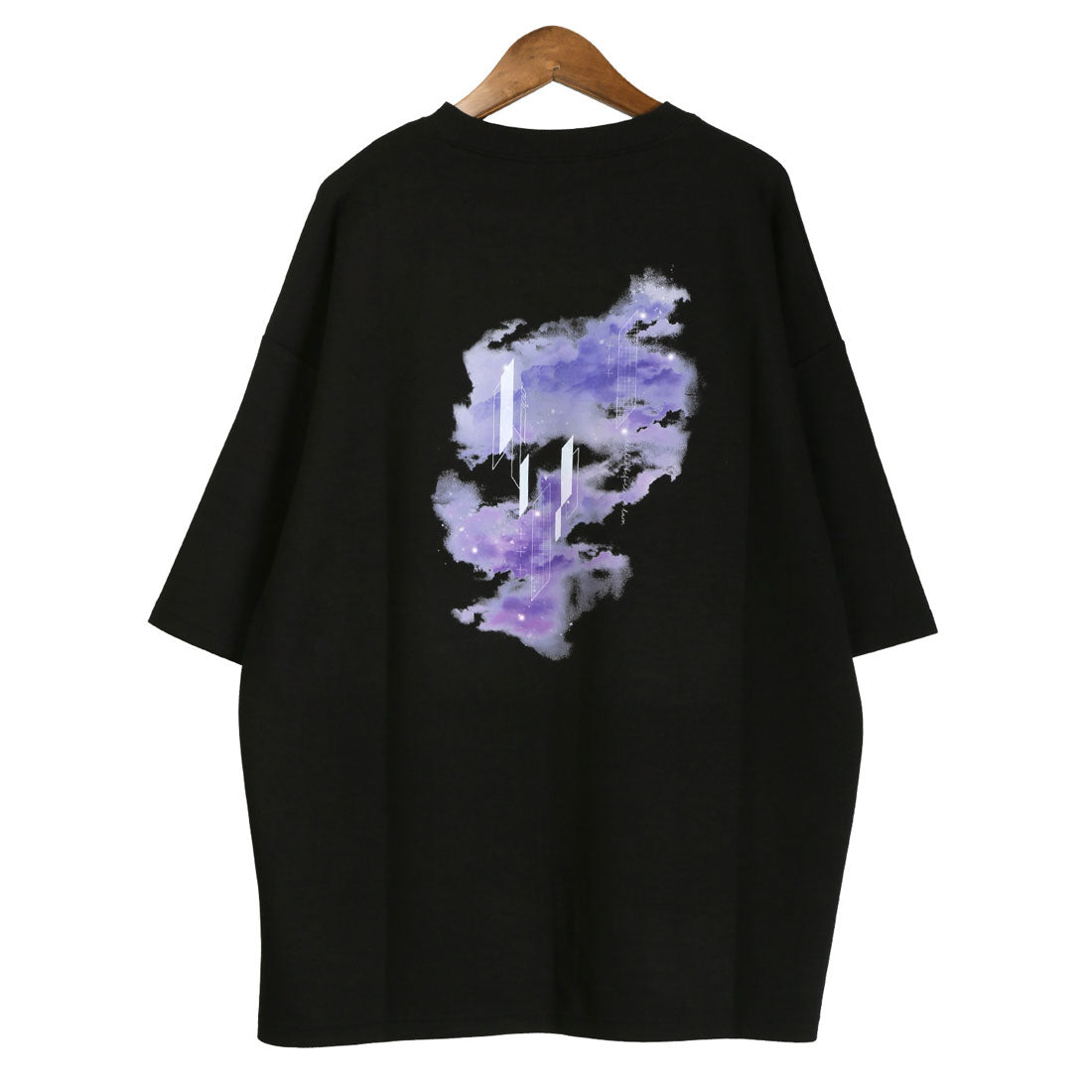 ラグスタイル LUXSTYLE クラウドグラフィックバックプリントポンチTシャツ/接触冷感 クール とろみ 選べるデザイン バックプリント ポンチ グラフィック プリント （Bブラック） Bブラック
