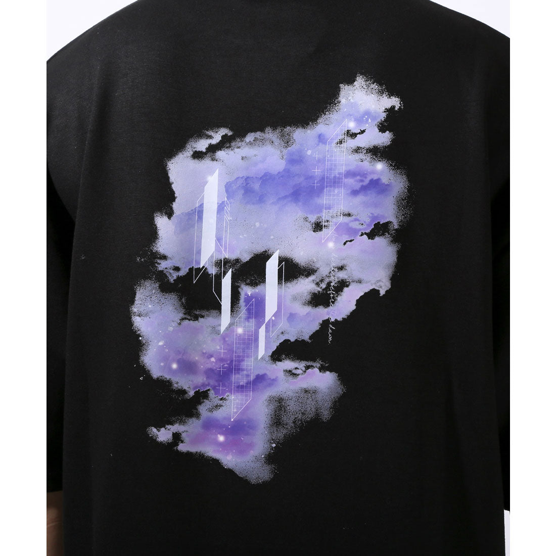 ラグスタイル LUXSTYLE クラウドグラフィックバックプリントポンチTシャツ/接触冷感 クール とろみ 選べるデザイン バックプリント ポンチ グラフィック プリント （Bブラック） Bブラック