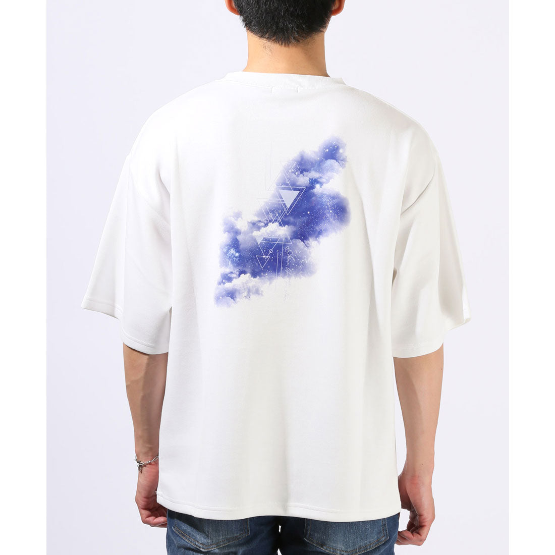 ラグスタイル LUXSTYLE クラウドグラフィックバックプリントポンチTシャツ/接触冷感 クール とろみ 選べるデザイン バックプリント ポンチ グラフィック プリント （Bブラック） Bブラック