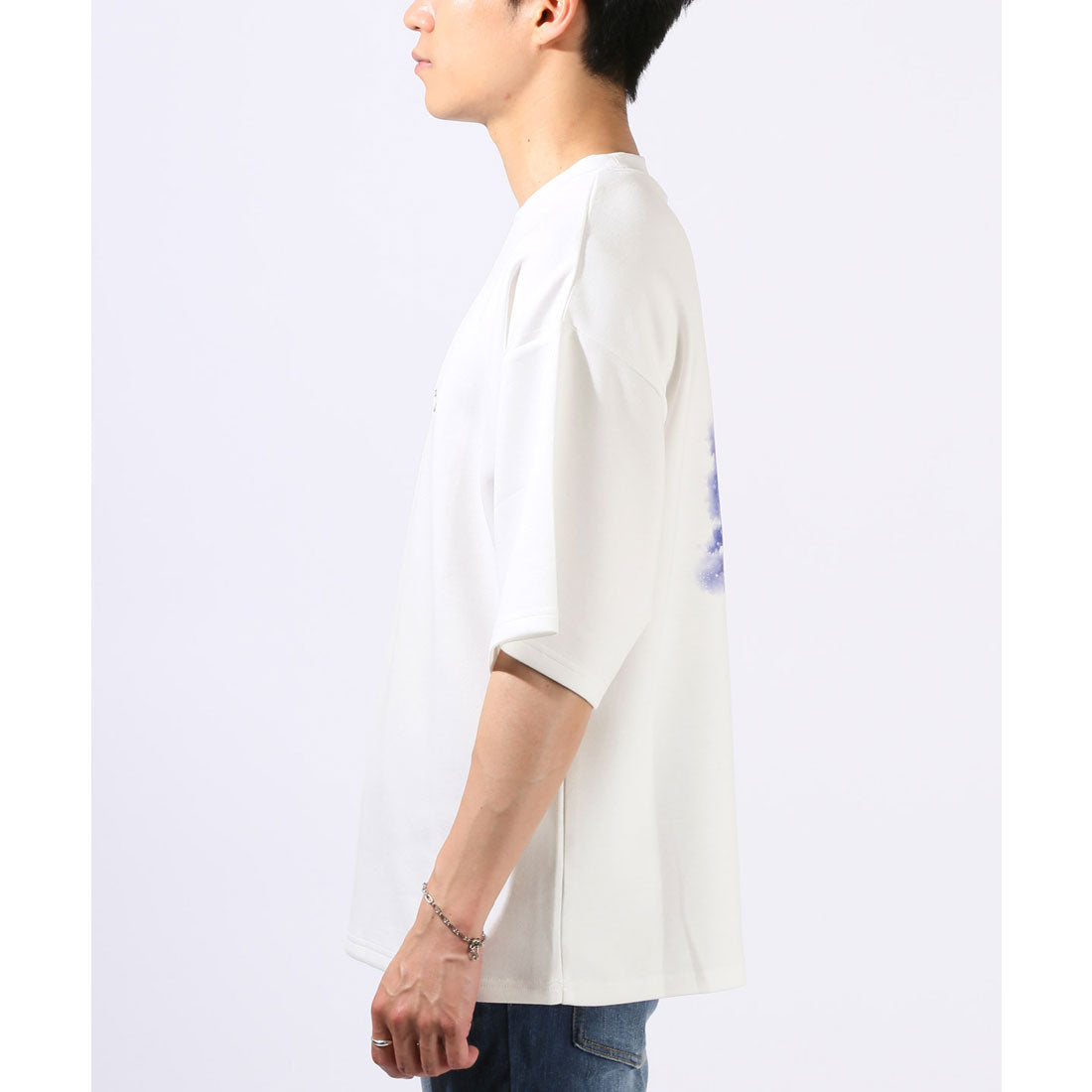 ラグスタイル LUXSTYLE クラウドグラフィックバックプリントポンチTシャツ/接触冷感 クール とろみ 選べるデザイン バックプリント ポンチ グラフィック プリント （Bブラック） Bブラック