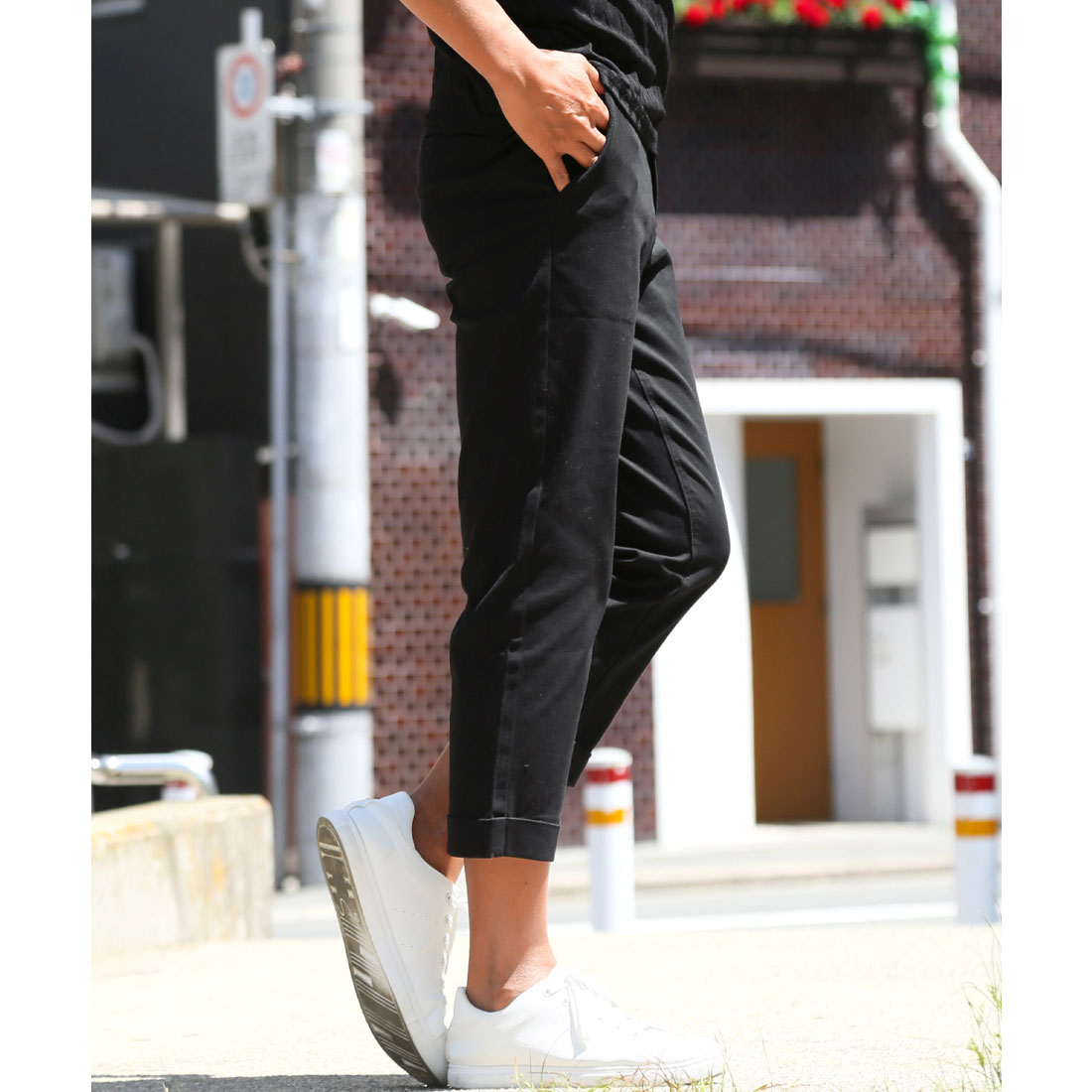ラグスタイル LUXSTYLE ストレッチチノクロップドパンツ/チノパン クロップド丈 ひざ下 7分丈 ゴルフ 綿 コットン ストレッチ 伸縮性 スリム 細身 スキニー テーパード （ホワイト） ホワイト