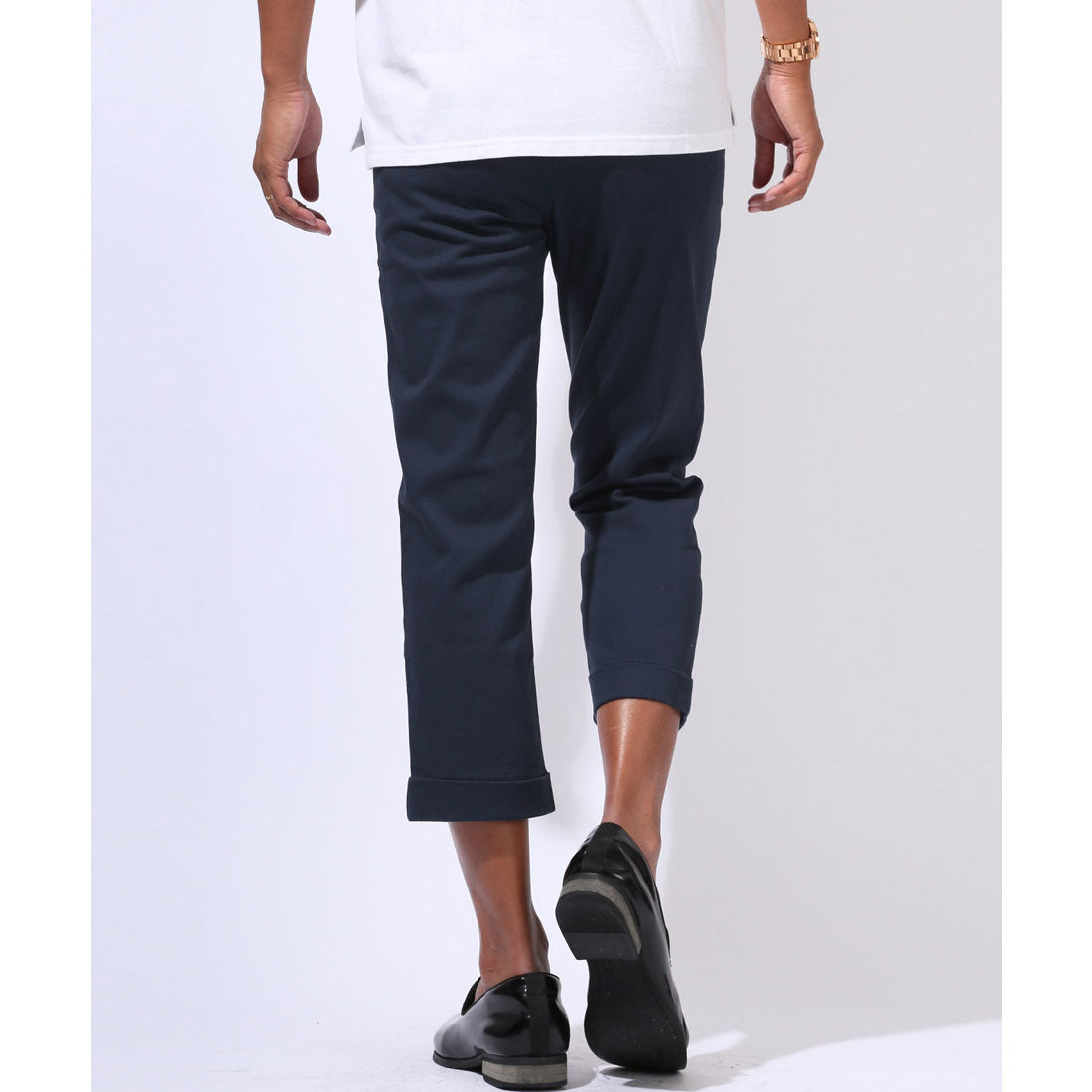 ラグスタイル LUXSTYLE ストレッチチノクロップドパンツ/チノパン クロップド丈 ひざ下 7分丈 ゴルフ 綿 コットン ストレッチ 伸縮性 スリム 細身 スキニー テーパード （ホワイト） ホワイト