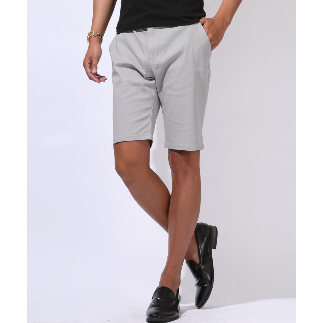 ラグスタイル LUXSTYLE ストレッチチノショートパンツ/ボトムス ハーフパンツ 短パン メンズ 膝下丈 ショート丈 細身 無地 ストレッチ 伸縮性 （グレー） グレー