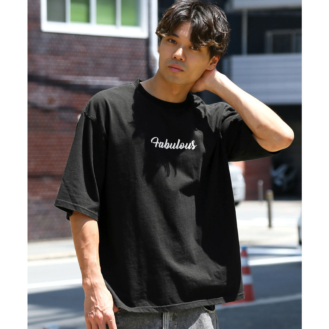 ラグスタイル LUXSTYLE ピグメントハードウォッシュGIRL半袖Tシャツ/半袖Tシャツ トップス ピグメント ハードウォッシュ ウォッシュ加工 ガール イラスト プリント ロゴ オーバーサイズ （ウォッシュブラック） ウォッシュブラック