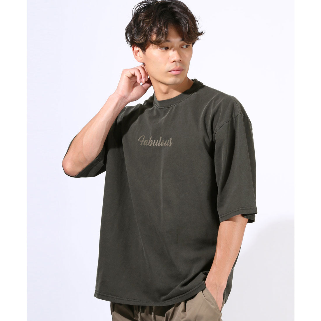 ラグスタイル LUXSTYLE ピグメントハードウォッシュGIRL半袖Tシャツ/半袖Tシャツ トップス ピグメント ハードウォッシュ ウォッシュ加工 ガール イラスト プリント ロゴ オーバーサイズ （ウォッシュブラック） ウォッシュブラック
