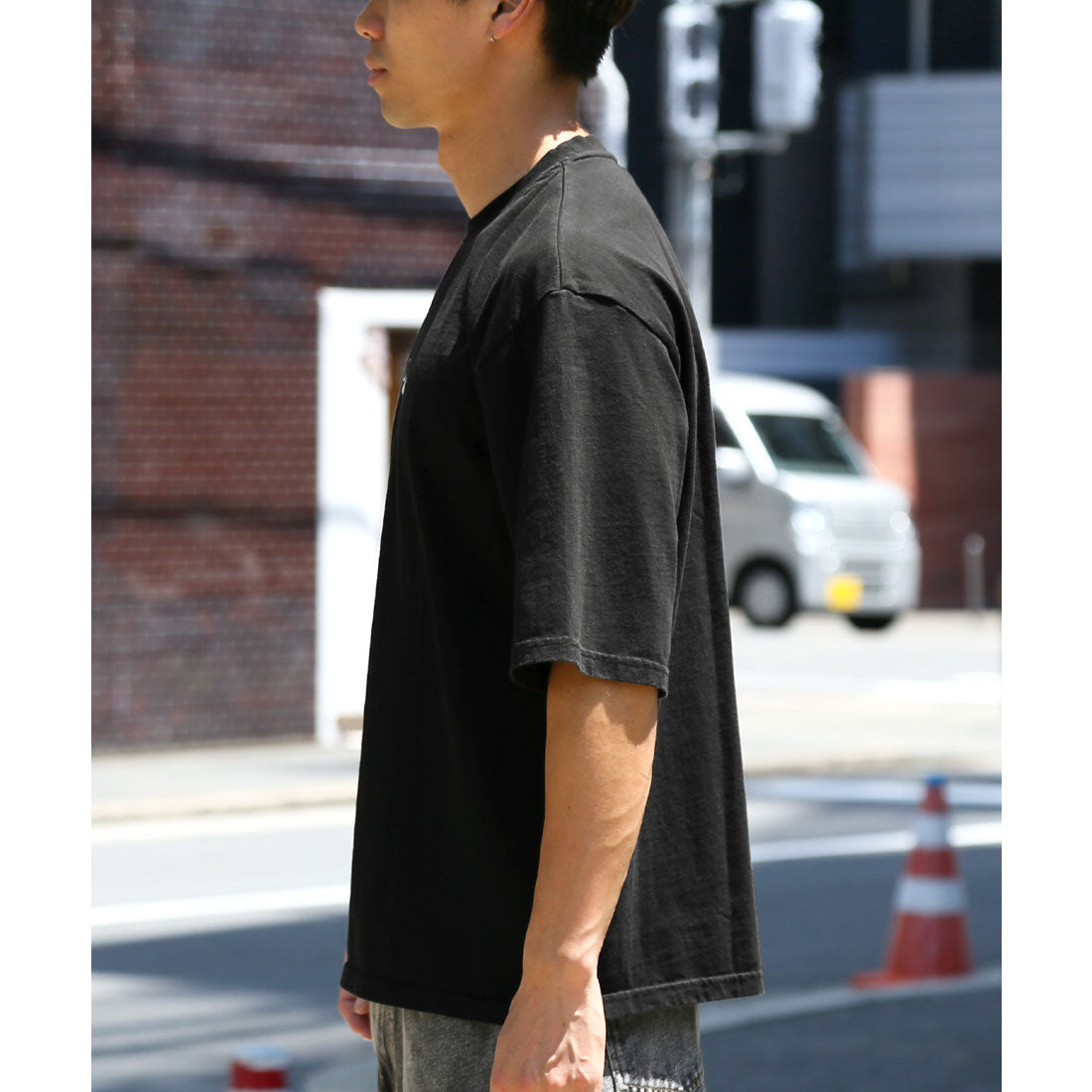 ラグスタイル LUXSTYLE ピグメントハードウォッシュGIRL半袖Tシャツ/半袖Tシャツ トップス ピグメント ハードウォッシュ ウォッシュ加工 ガール イラスト プリント ロゴ オーバーサイズ （ウォッシュブラック） ウォッシュブラック