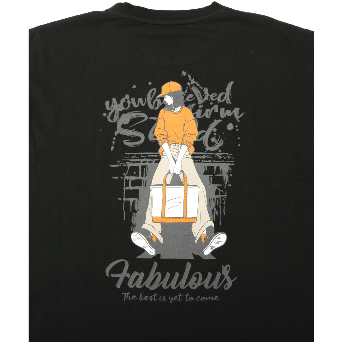 ラグスタイル LUXSTYLE ピグメントハードウォッシュGIRL半袖Tシャツ/半袖Tシャツ トップス ピグメント ハードウォッシュ ウォッシュ加工 ガール イラスト プリント ロゴ オーバーサイズ （ウォッシュブラック） ウォッシュブラック