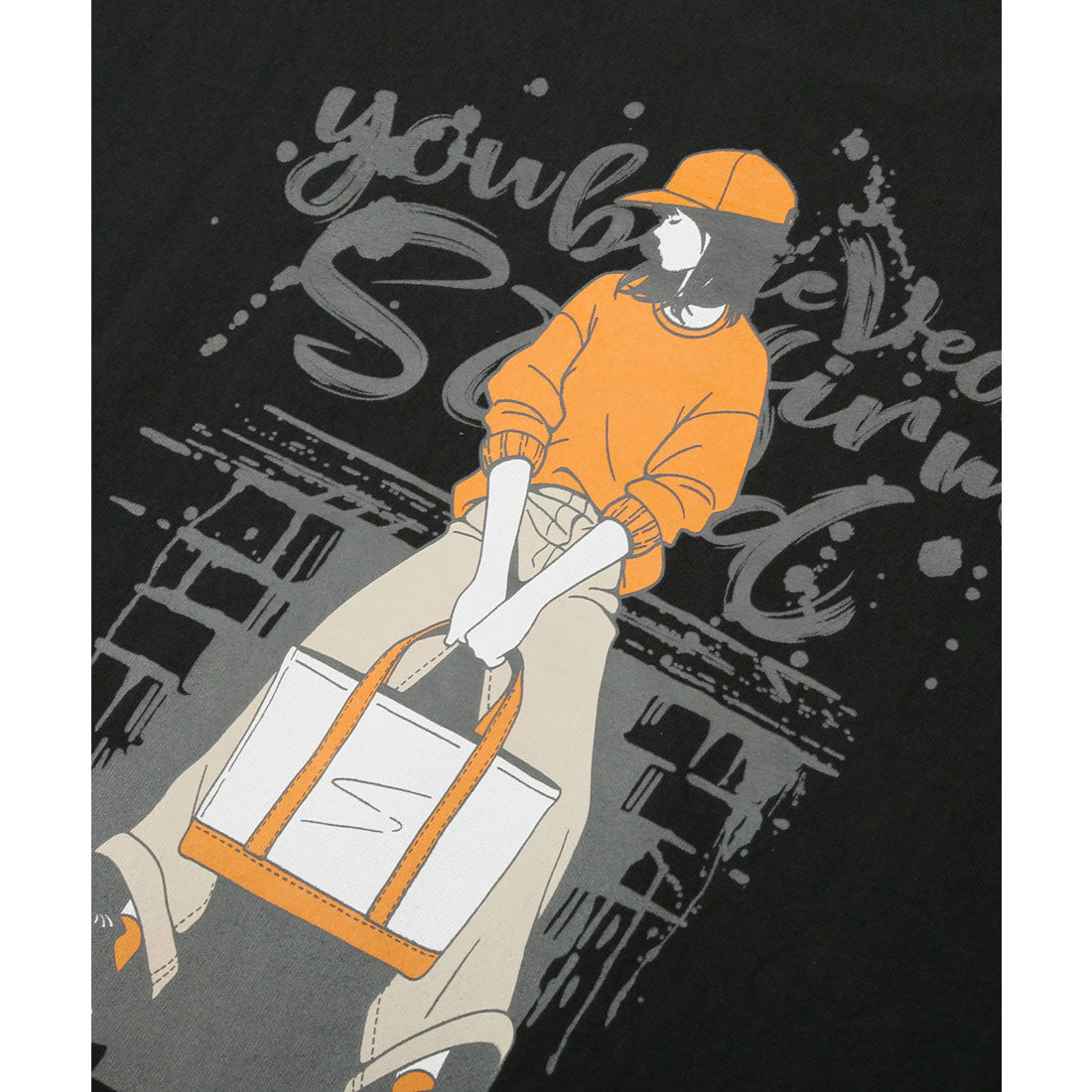 ラグスタイル LUXSTYLE ピグメントハードウォッシュGIRL半袖Tシャツ/半袖Tシャツ トップス ピグメント ハードウォッシュ ウォッシュ加工 ガール イラスト プリント ロゴ オーバーサイズ （ウォッシュブラック） ウォッシュブラック