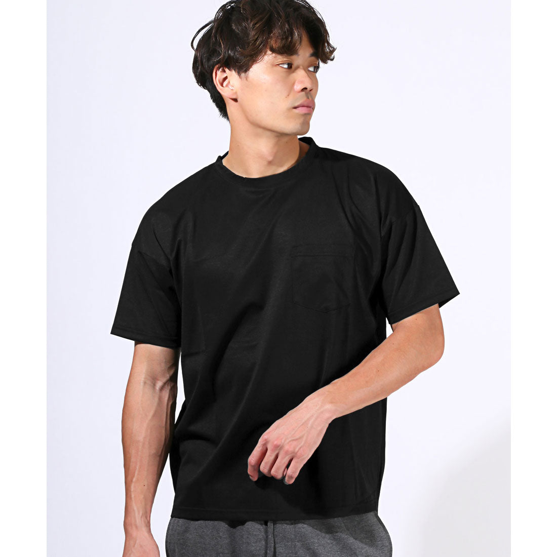 ラグスタイル LUXSTYLE 速乾半袖Tシャツ/トップス カットソー 速乾 吸水 吸汗 ドライ ストレッチ 伸縮性 胸ポケット クルーネック スポーツ （杢グレー） 杢グレー