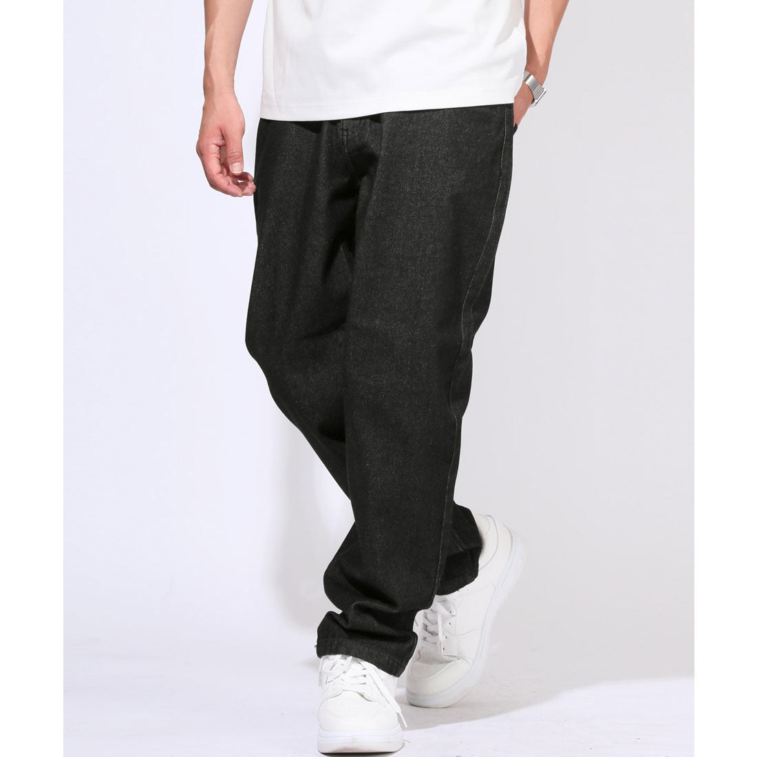 ラグスタイル LUXSTYLE デニムワイドテーパードパンツ/テーパードパンツ メンズ 大きいサイズ リラックスシルエット カジュアル ケミカル ワンウォッシュ ヴィンテージ 無地 通年 （ブルーケミカル） ブルーケミカル