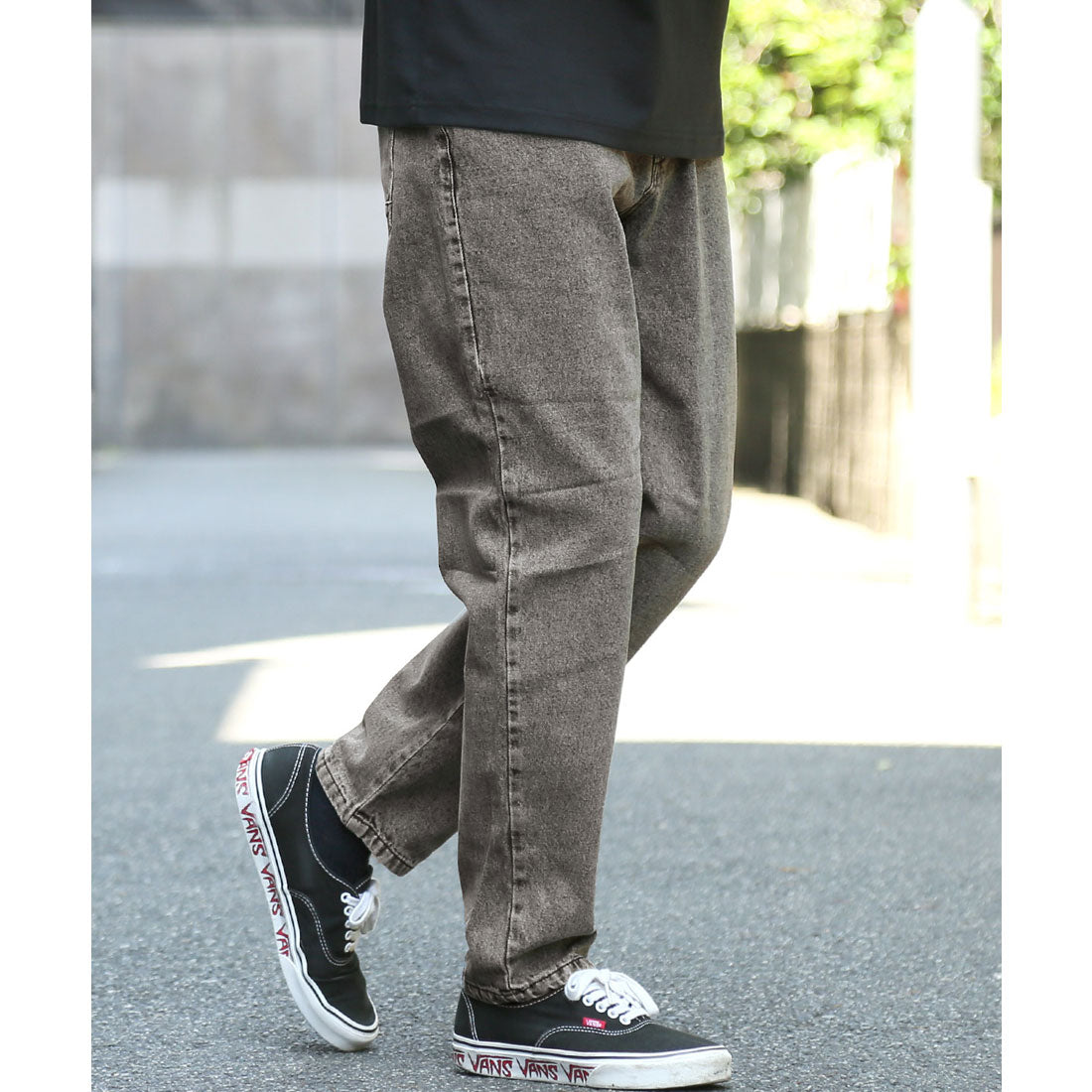 ラグスタイル LUXSTYLE デニムワイドテーパードパンツ/テーパードパンツ メンズ 大きいサイズ リラックスシルエット カジュアル ケミカル ワンウォッシュ ヴィンテージ 無地 通年 （ブラックケミカル） ブラックケミカル