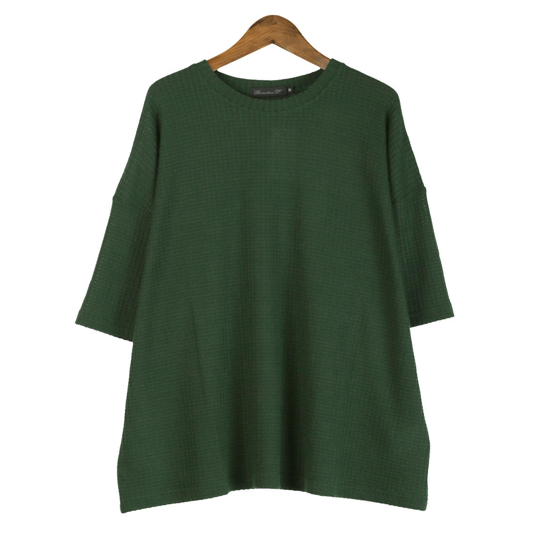 ラグスタイル LUXSTYLE サマーワッフル半袖Tシャツ/無地 ワッフル 夏 サマー ゆったり オーバーサイズ 丸首 クルーネック シンプル カジュアル （ブラック） ブラック