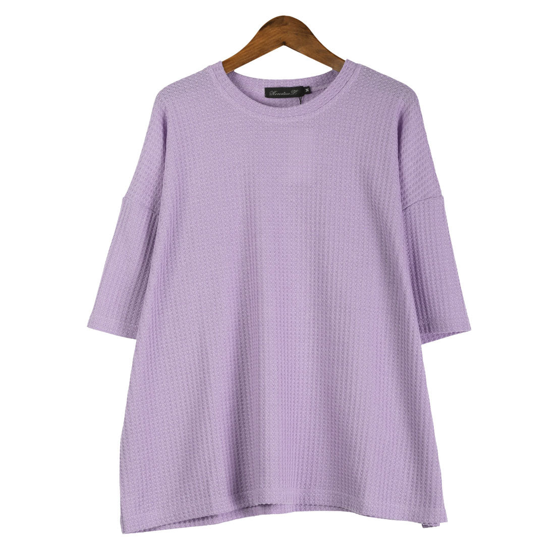 ラグスタイル LUXSTYLE サマーワッフル半袖Tシャツ/無地 ワッフル 夏 サマー ゆったり オーバーサイズ 丸首 クルーネック シンプル カジュアル （ブラック） ブラック