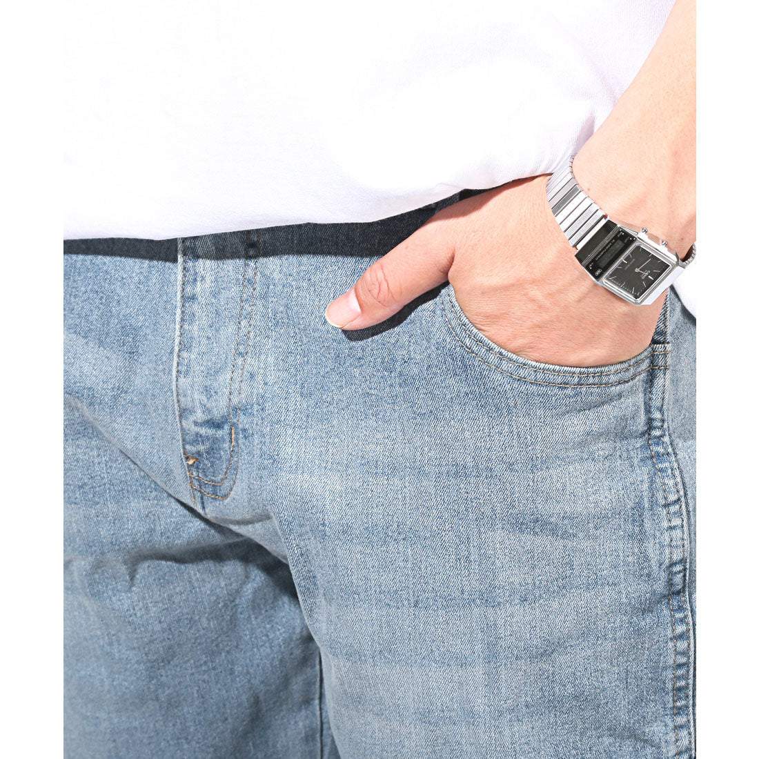 ラグスタイル LUXSTYLE ワイドペインターストレッチデニムパンツ/ワイドパンツ メンズ ワークパンツ ストレッチデニム ユニセックス ワークテイスト ハンマーループ （インディゴ） インディゴ