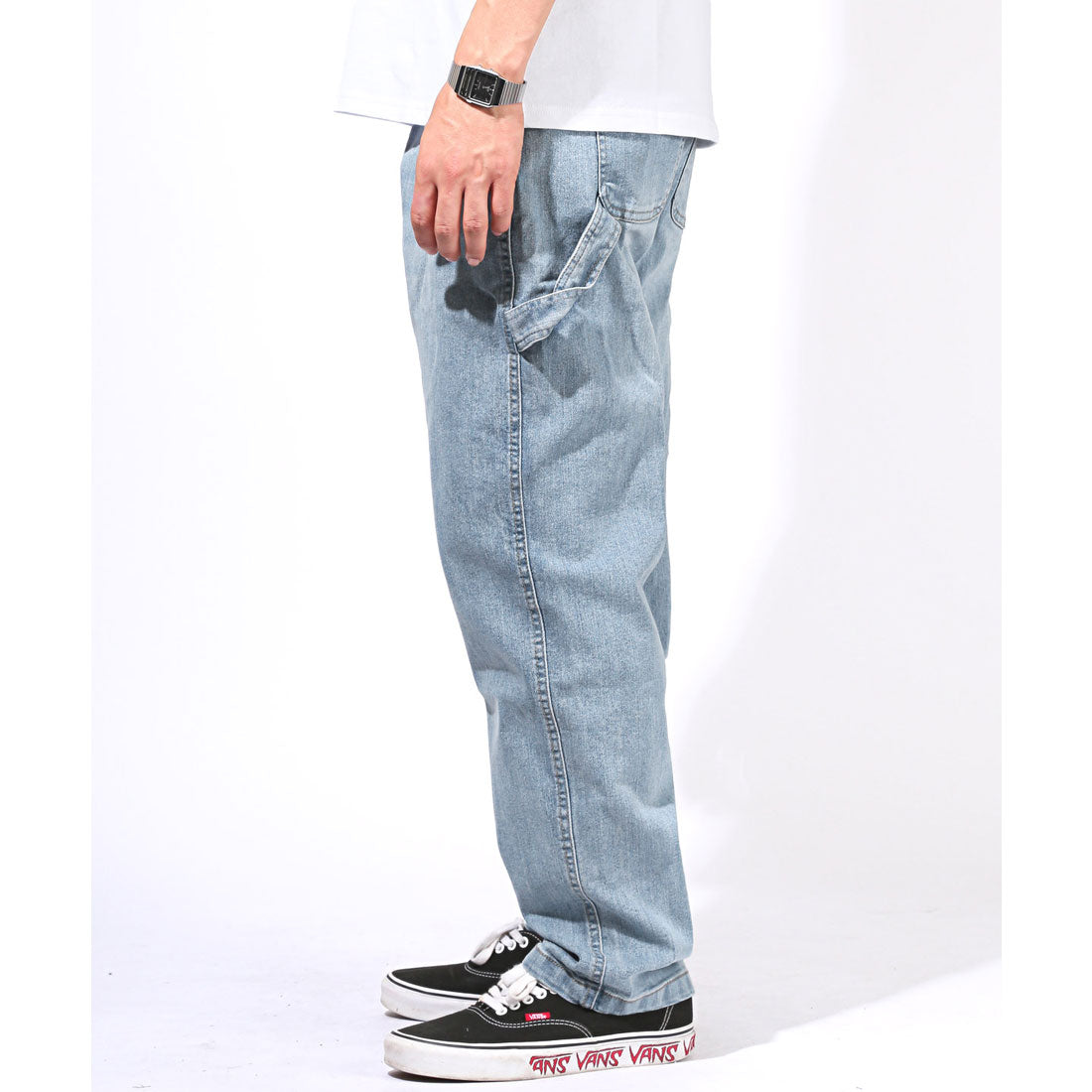 ラグスタイル LUXSTYLE ワイドペインターストレッチデニムパンツ/ワイドパンツ メンズ ワークパンツ ストレッチデニム ユニセックス ワークテイスト ハンマーループ （インディゴ） インディゴ