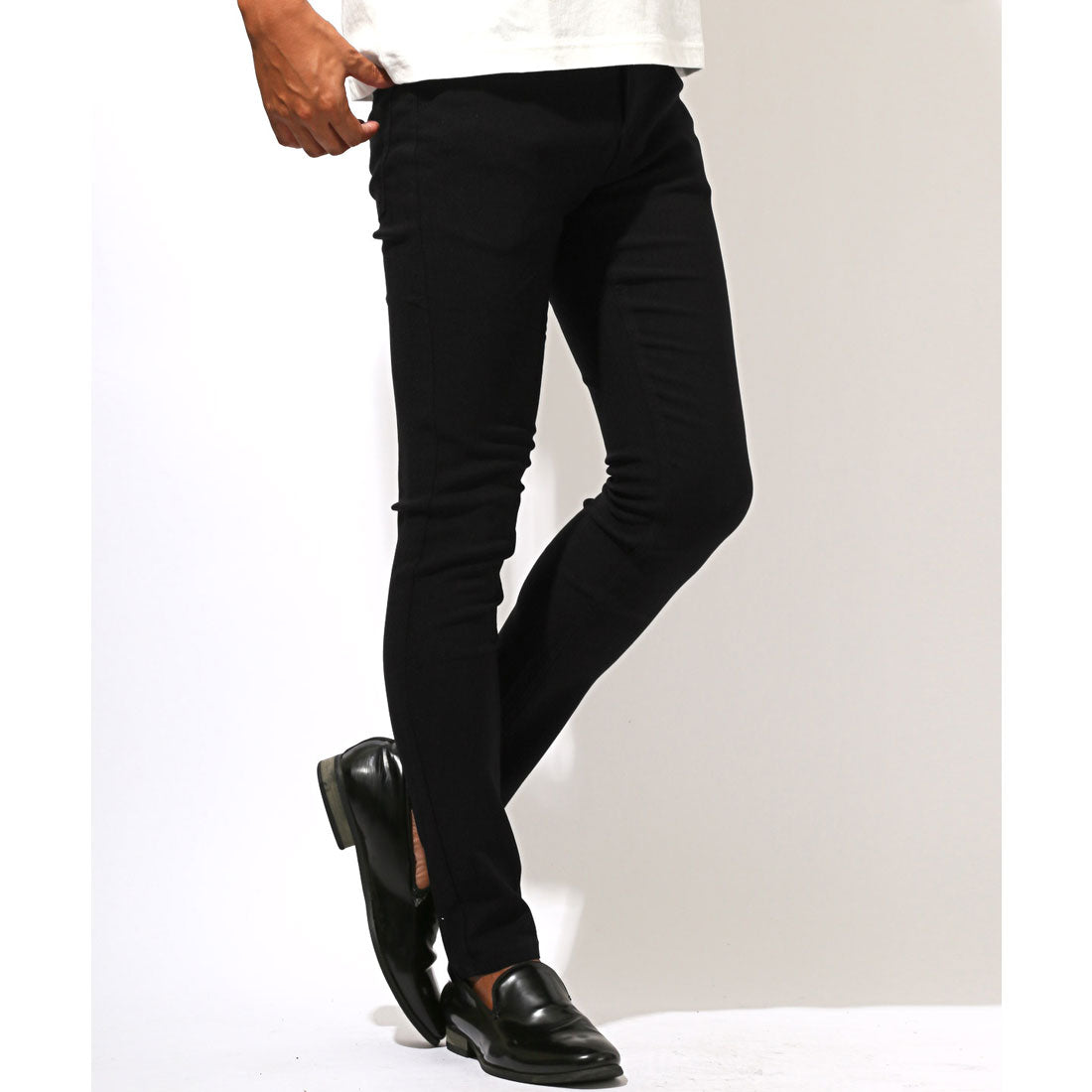ラグスタイル LUXSTYLE スーパーストレッチパンツ/ボトムス ズボン パンツ スーパーストレッチ ストレッチ性 伸縮性 伸びる スリム 細身 美脚 脚長 チノパン （ブラック） ブラック