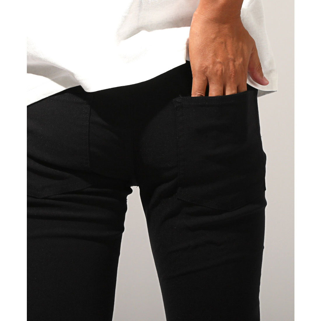 ラグスタイル LUXSTYLE スーパーストレッチパンツ/ボトムス ズボン パンツ スーパーストレッチ ストレッチ性 伸縮性 伸びる スリム 細身 美脚 脚長 チノパン （ブラック） ブラック