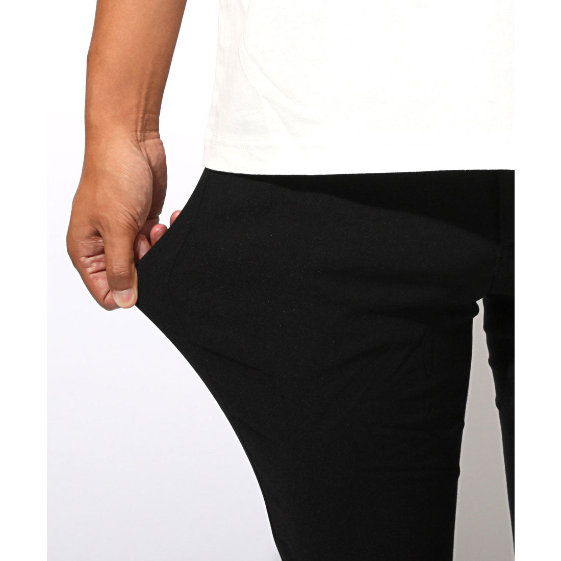 ラグスタイル LUXSTYLE スーパーストレッチパンツ/ボトムス ズボン パンツ スーパーストレッチ ストレッチ性 伸縮性 伸びる スリム 細身 美脚 脚長 チノパン （ブラック） ブラック