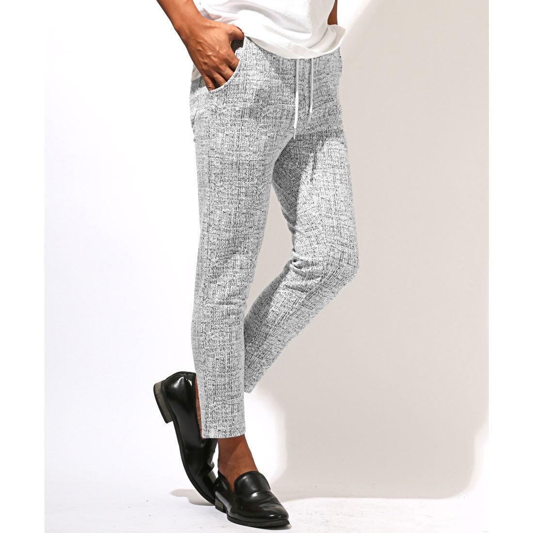 ラグスタイル LUXSTYLE モザイクチェックアンクルパンツ/テーパードパンツ スラックス トラウザー スキニーパンツ ストレッチ 伸縮性 モザイクチェック アンクル丈 （ブラック） ブラック