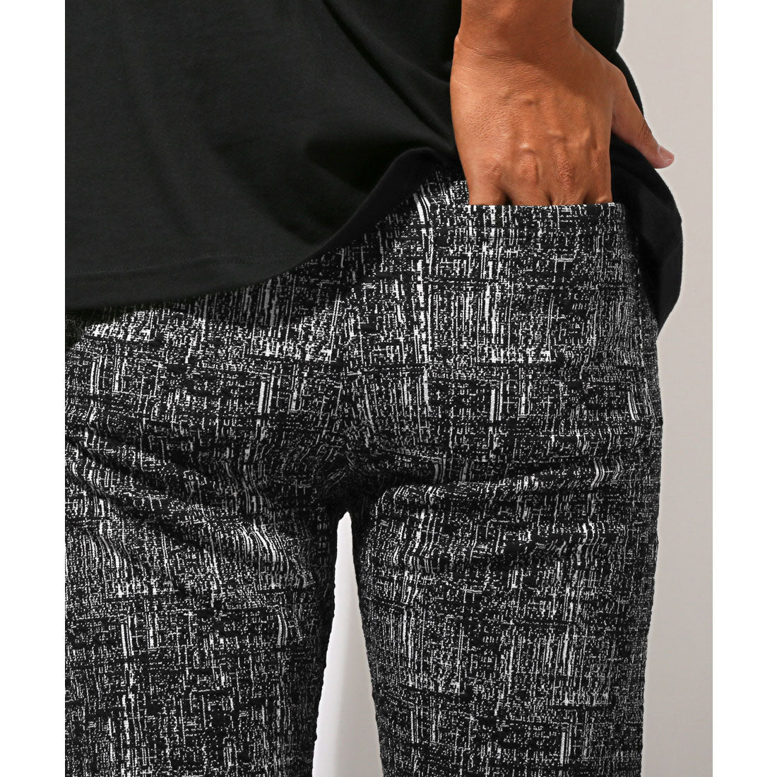 ラグスタイル LUXSTYLE モザイクチェックアンクルパンツ/テーパードパンツ スラックス トラウザー スキニーパンツ ストレッチ 伸縮性 モザイクチェック アンクル丈 （ブラック） ブラック