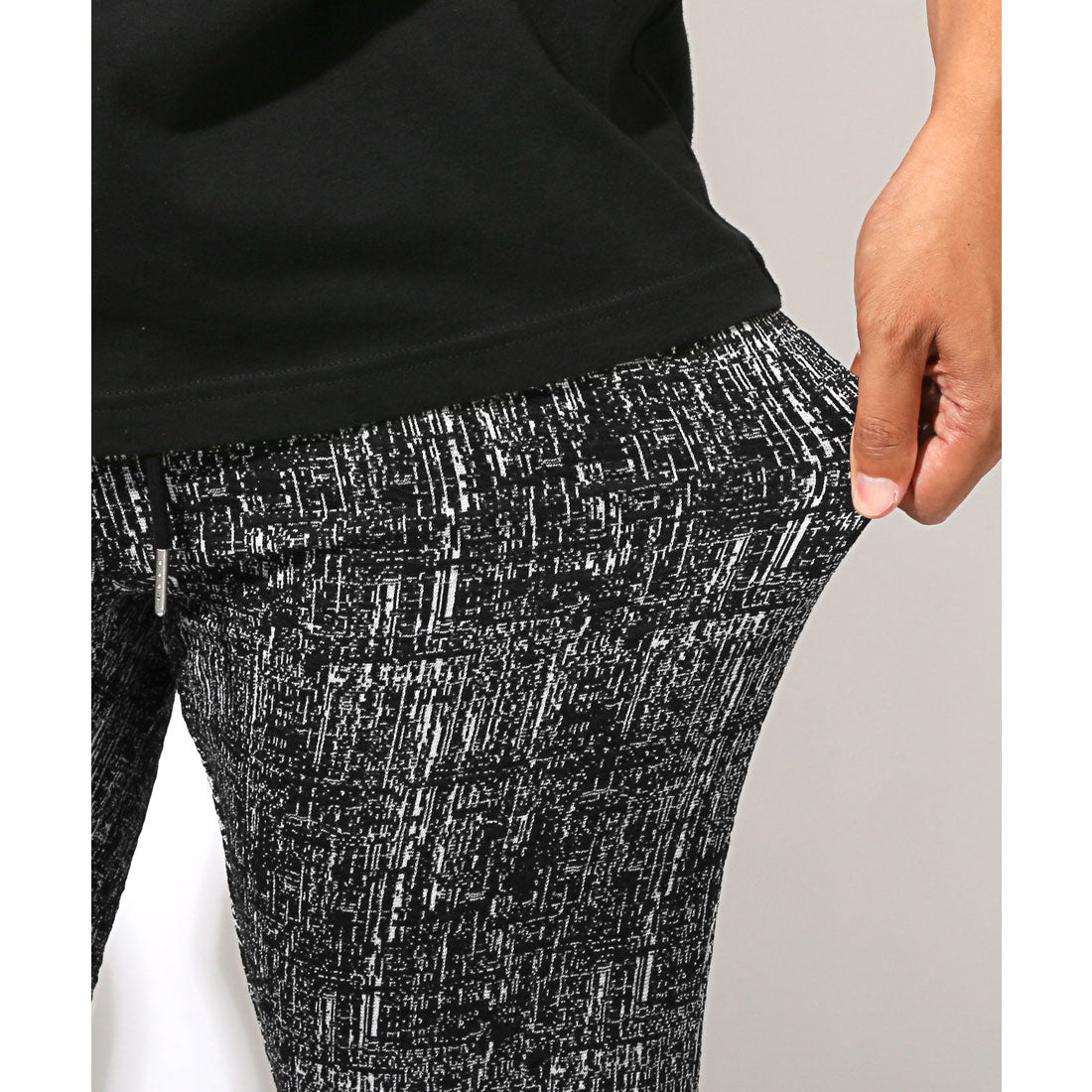 ラグスタイル LUXSTYLE モザイクチェックアンクルパンツ/テーパードパンツ スラックス トラウザー スキニーパンツ ストレッチ 伸縮性 モザイクチェック アンクル丈 （ブラック） ブラック