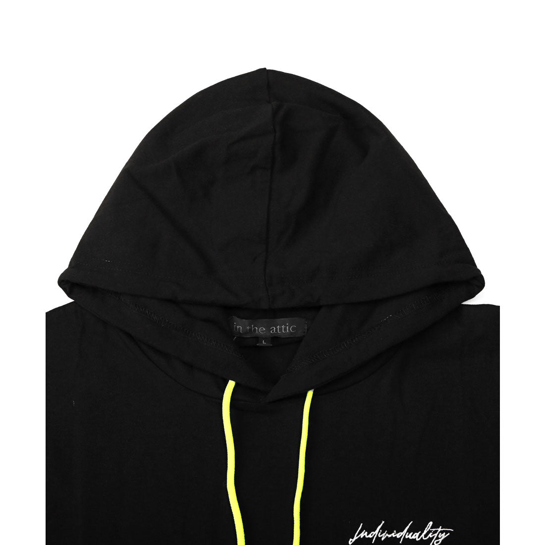 ラグスタイル LUXSTYLE フード付きデニム切替ポケット半袖Tシャツ/フーディ フード付き 蛍光色 ネオンカラー 差し色 刺繍 ロゴ デニム 切替 （ホワイト） ホワイト