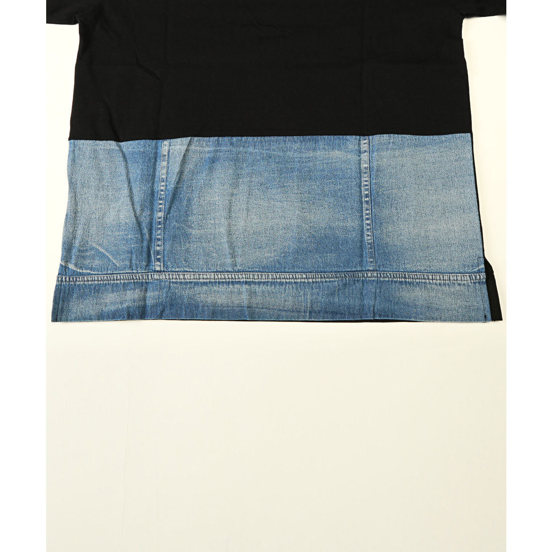 ラグスタイル LUXSTYLE フード付きデニム切替ポケット半袖Tシャツ/フーディ フード付き 蛍光色 ネオンカラー 差し色 刺繍 ロゴ デニム 切替 （ホワイト） ホワイト