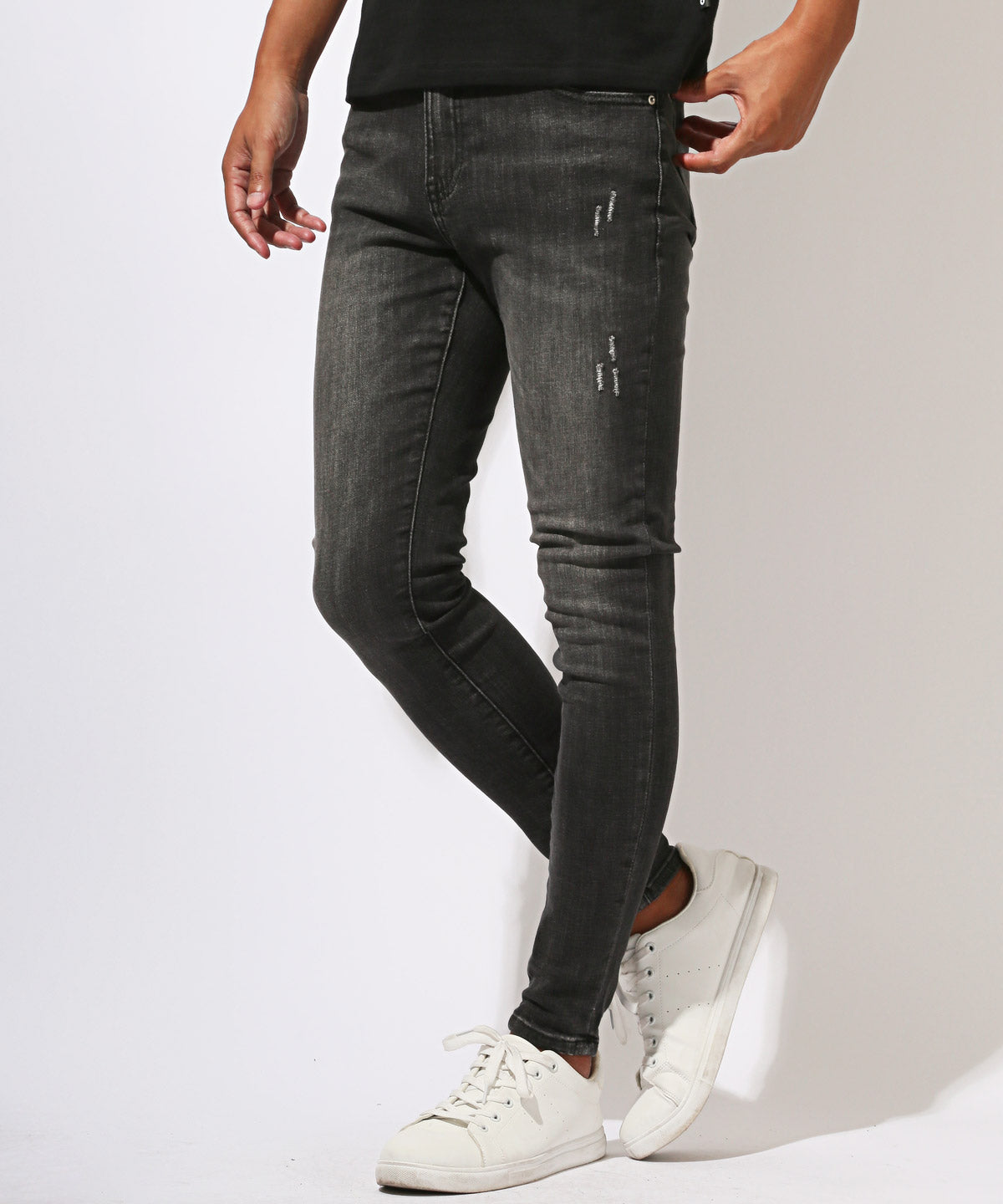 ラグスタイル LUXSTYLE キャロットスキニーデニムパンツ/ジーンズ キャロットパンツ ボトムス ズボン パンツ ストレッチ 伸縮性 伸びる スリム （ブラック） ブラック