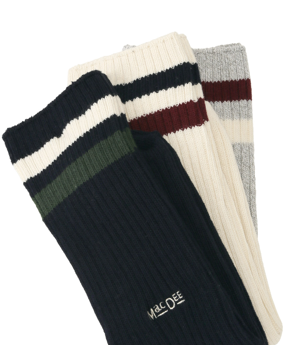 ラグスタイル LUXSTYLE Healthknit(ヘルスニット)ワンポイント刺繍2本ラインクルーソックス3足セット/ソックス ブランド 3足セット ラインソックス クルーソックス ハイソックス  2本 ライン （3足セット） 3足セット