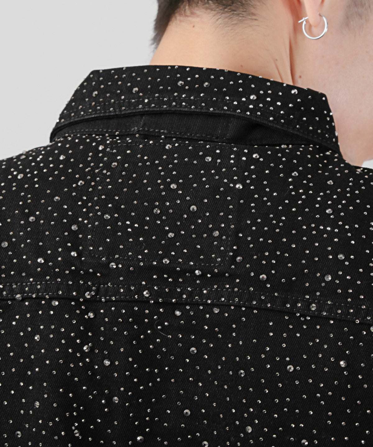 ラグスタイル LUXSTYLE ラインストーングラデーションデニムジャケット/ラインストーン ジーンズジャケット トラッカージャケット キラキラ グリッター おしゃれ （ブラック） ブラック