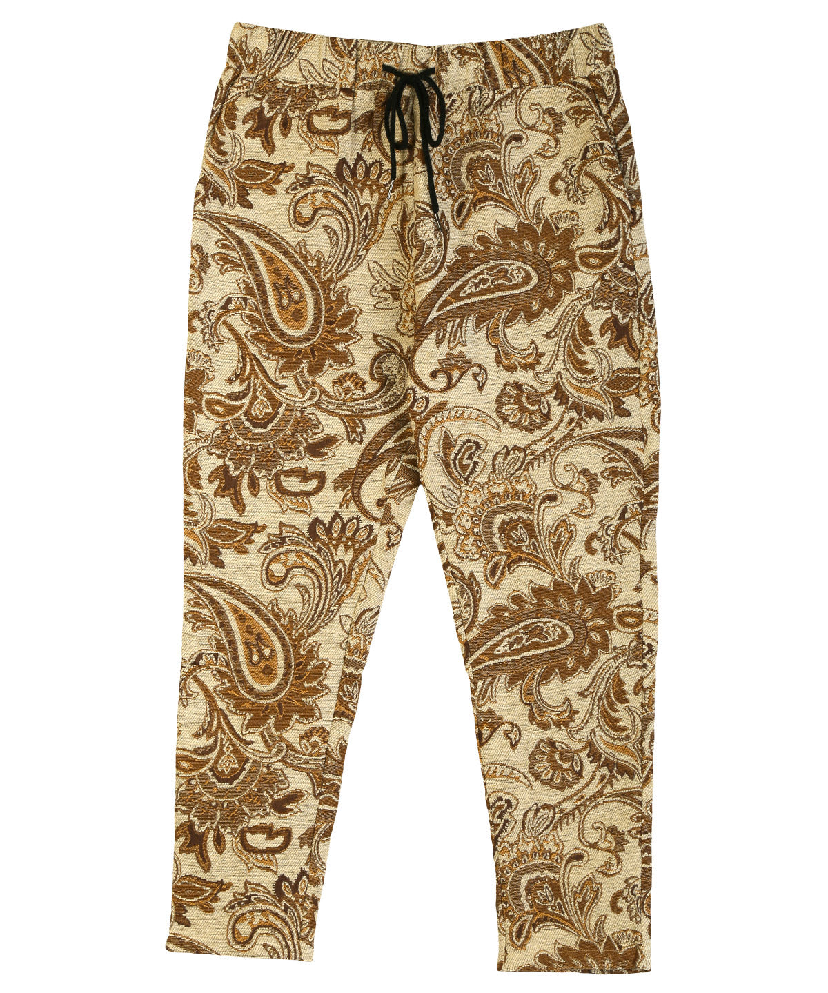 ラグスタイル LUXSTYLE ゴブラン織りペイズリー柄イージーパンツ/イージーパンツ ボトムス ペイズリー柄 ゴブラン織り フラワー 花柄 ウエストゴム 総柄 おしゃれ （ベージュ） ベージュ