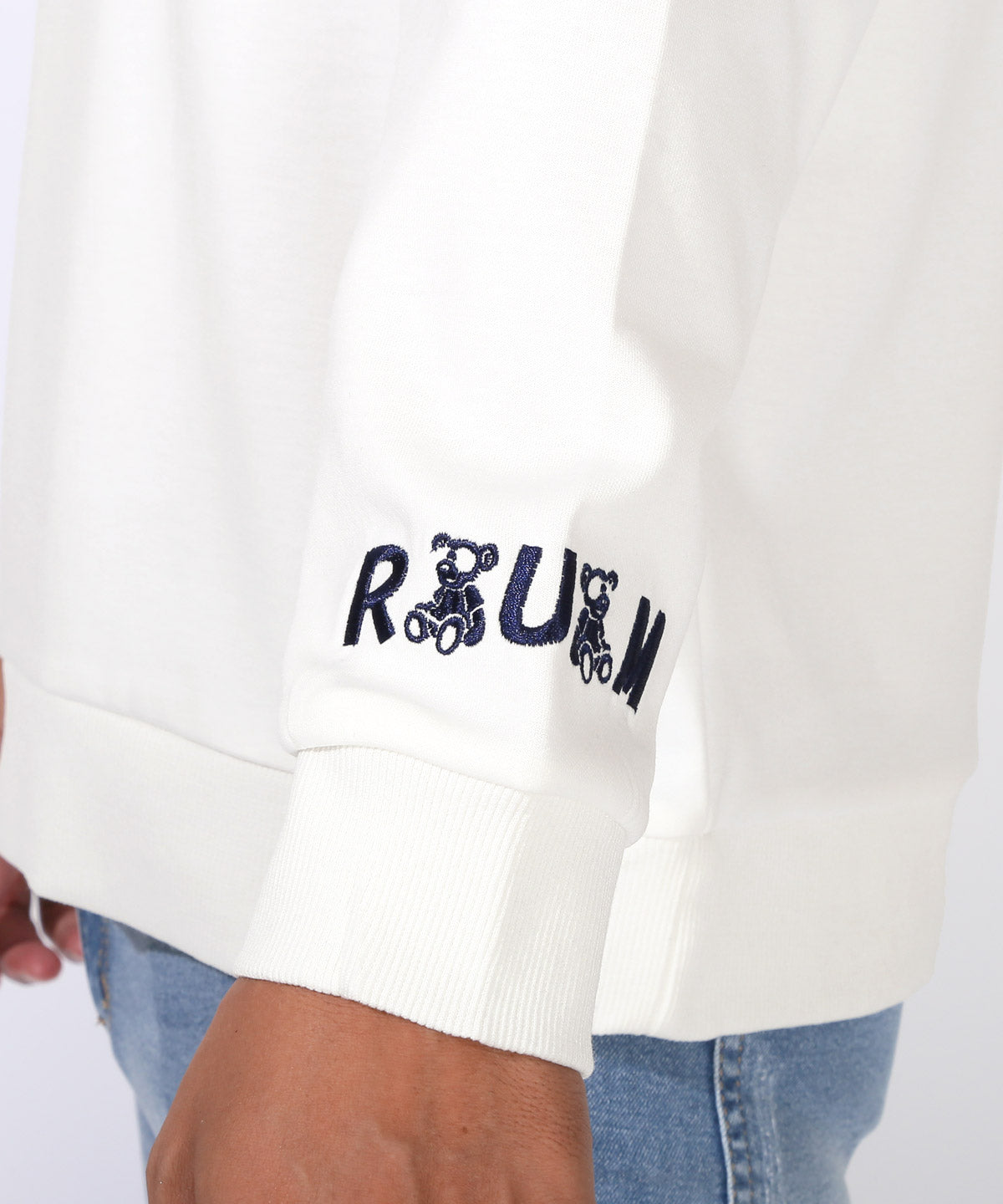 ラグスタイル LUXSTYLE RUMSODA(ラムソーダ)ダブルフェイスベア刺繍トレーナー/スウェット メンズ オーバーサイズ ダブルフェイス ゆったり テディベア 刺繍 ワンポイント （ブラック） ブラック