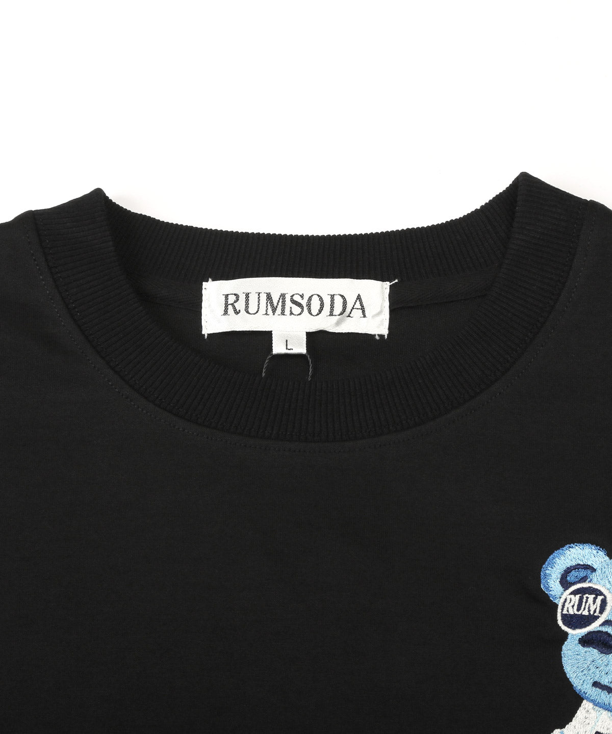 ラグスタイル LUXSTYLE RUMSODA(ラムソーダ)ダブルフェイスベア刺繍トレーナー/スウェット メンズ オーバーサイズ ダブルフェイス ゆったり テディベア 刺繍 ワンポイント （ブラック） ブラック