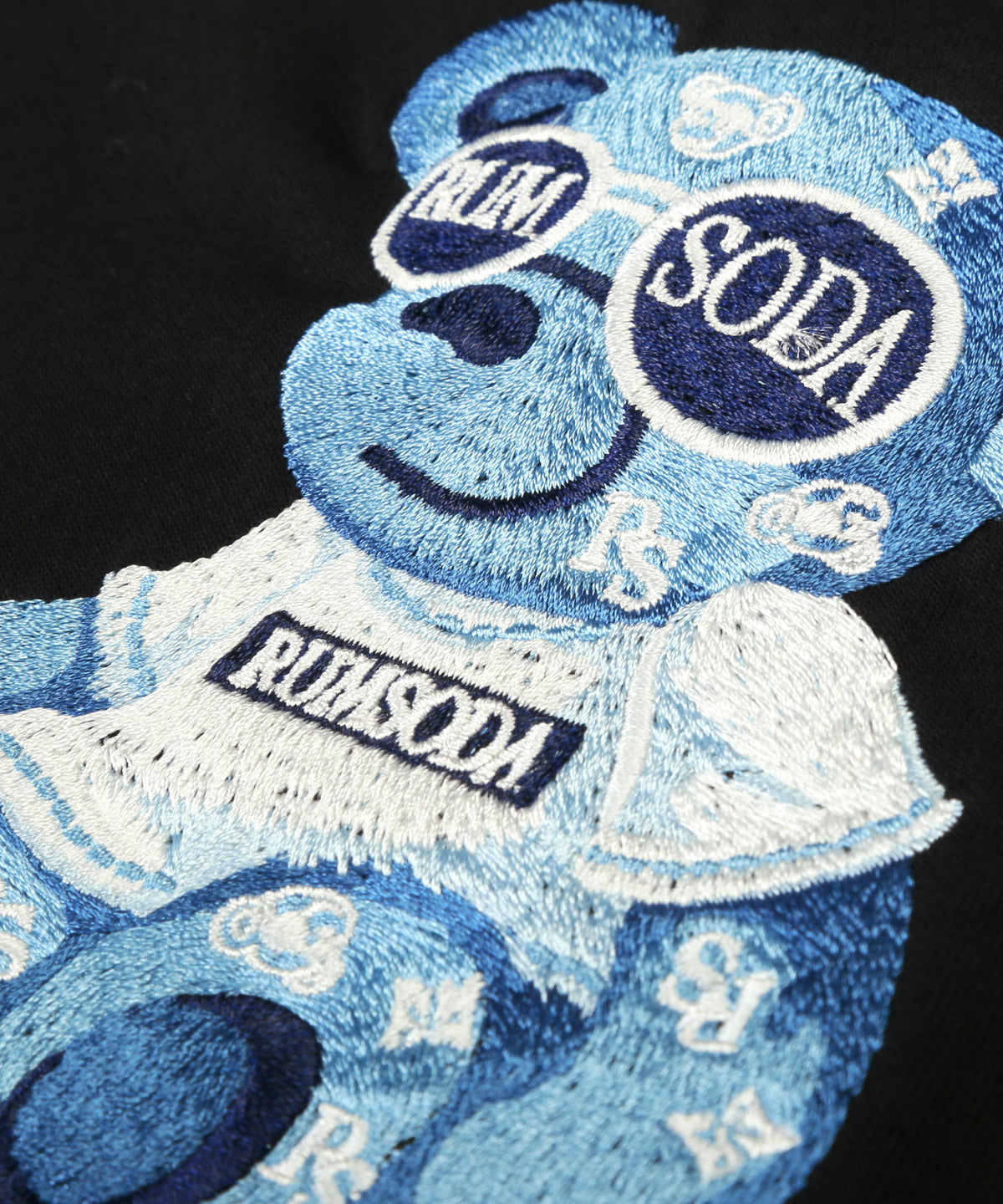 ラグスタイル LUXSTYLE RUMSODA(ラムソーダ)ダブルフェイスベア刺繍トレーナー/スウェット メンズ オーバーサイズ ダブルフェイス ゆったり テディベア 刺繍 ワンポイント （ブラック） ブラック