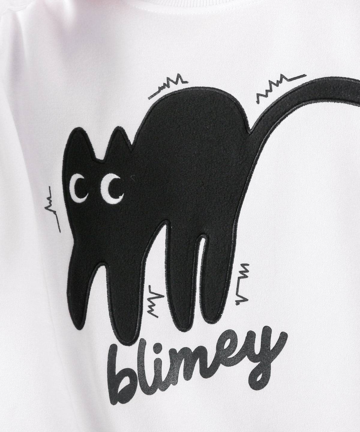 ラグスタイル LUXSTYLE 黒猫アップリケ裏起毛スウェット/暖か 裏起毛 オーバーサイズ ゆったり ネコ 猫 アップリケ ロゴ プリント キャラクター 防寒 丸首 （グレー） グレー