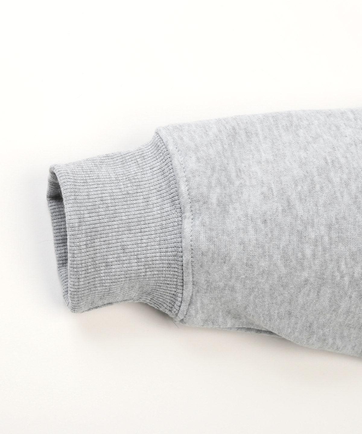 ラグスタイル LUXSTYLE 黒猫アップリケ裏起毛スウェット/暖か 裏起毛 オーバーサイズ ゆったり ネコ 猫 アップリケ ロゴ プリント キャラクター 防寒 丸首 （グレー） グレー