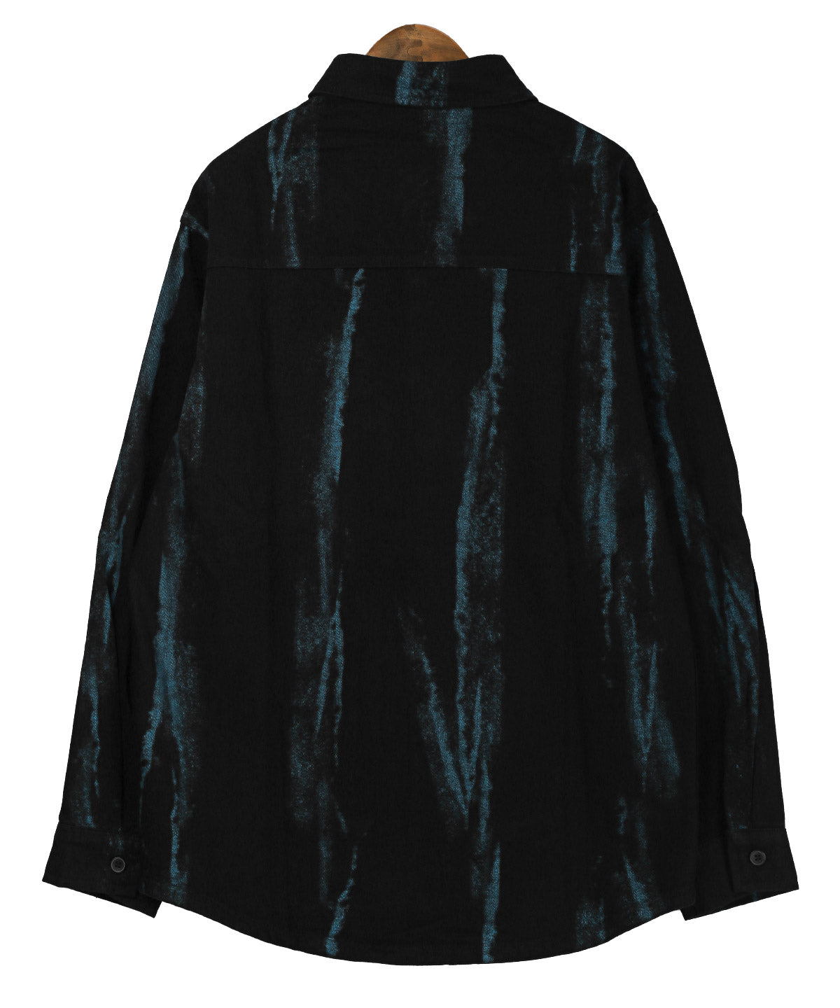 ラグスタイル LUXSTYLE グランジペイント加工ブラックデニムシャツ/デニムシャツ カジュアルシャツ メンズ 長袖 綿100％ コットン レギュラーカラー 羽織り グランジ加工 （ブルー） ブルー