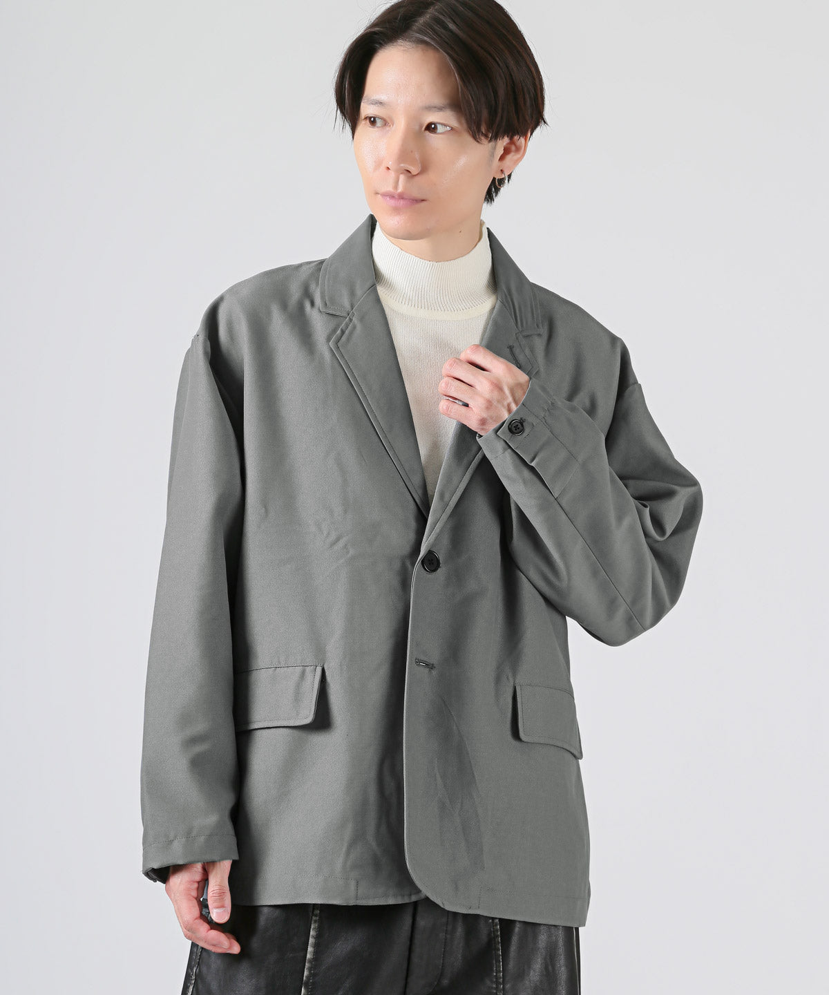 ラグスタイル LUXSTYLE ポリエステルツイルテーラードジャケット/ジャケット メンズジャケット シングル 2B  オーバーサイズ 大きいサイズ ビッグシルエット （グレー） グレー