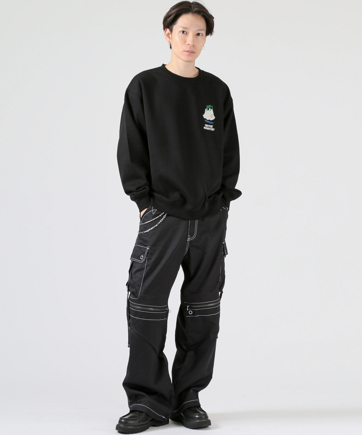 ラグスタイル LUXSTYLE ワンポイントサガラ刺繍トレーナー/裏起毛 スウェット トレーナー プルオーバー 長袖 クルーネック 韓国 オーバーサイズ あったか 部屋着 （オートミール） オートミール