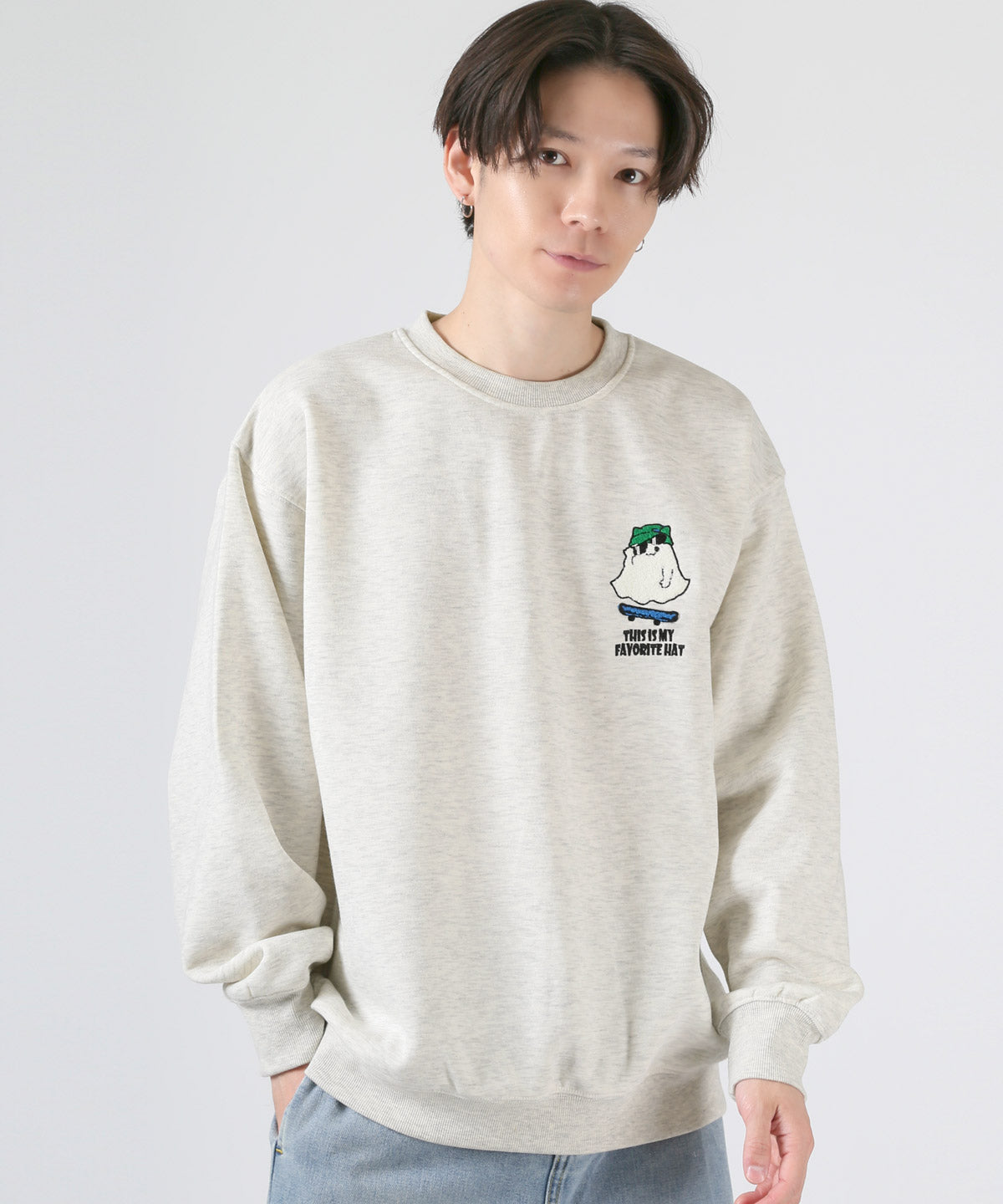 ラグスタイル LUXSTYLE ワンポイントサガラ刺繍トレーナー/裏起毛 スウェット トレーナー プルオーバー 長袖 クルーネック 韓国 オーバーサイズ あったか 部屋着 （オートミール） オートミール