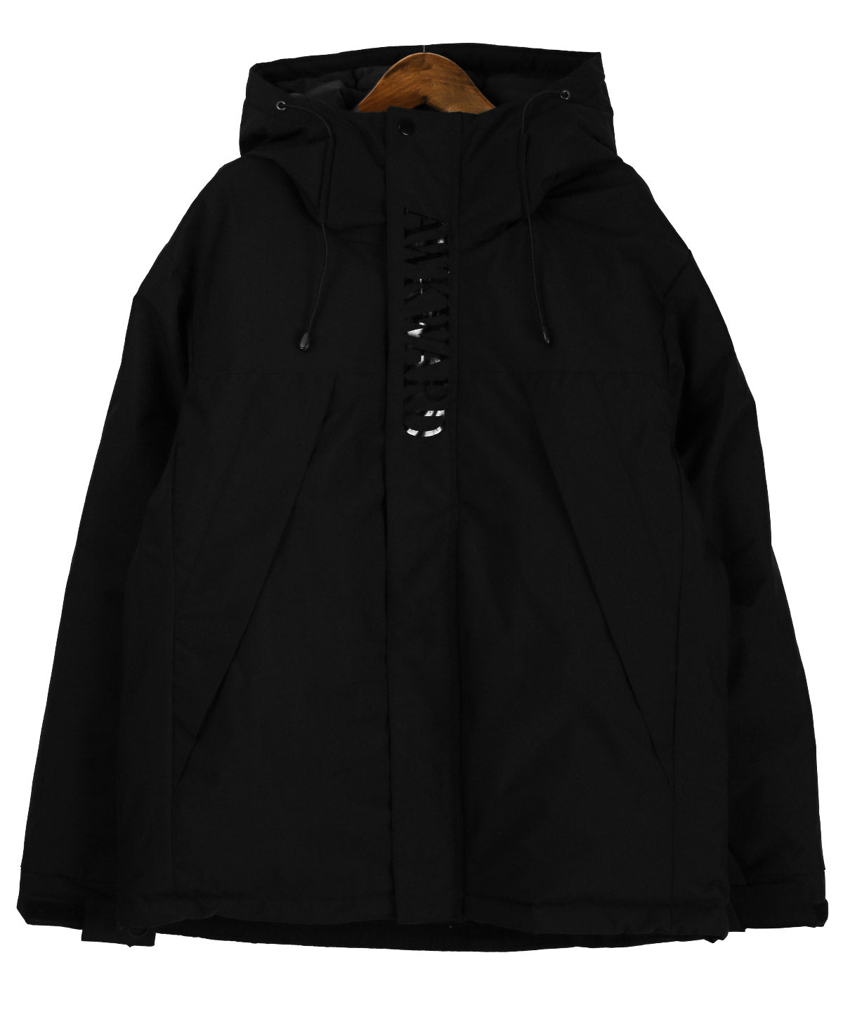 ラグスタイル LUXSTYLE 光沢ロゴプリント中綿マウンテンパーカー/アウター フェイクダウン 暖か あったか 撥水 防風 防寒 ロゴ プリント 厚手 大きいサイズ フード付き （ブラック） ブラック