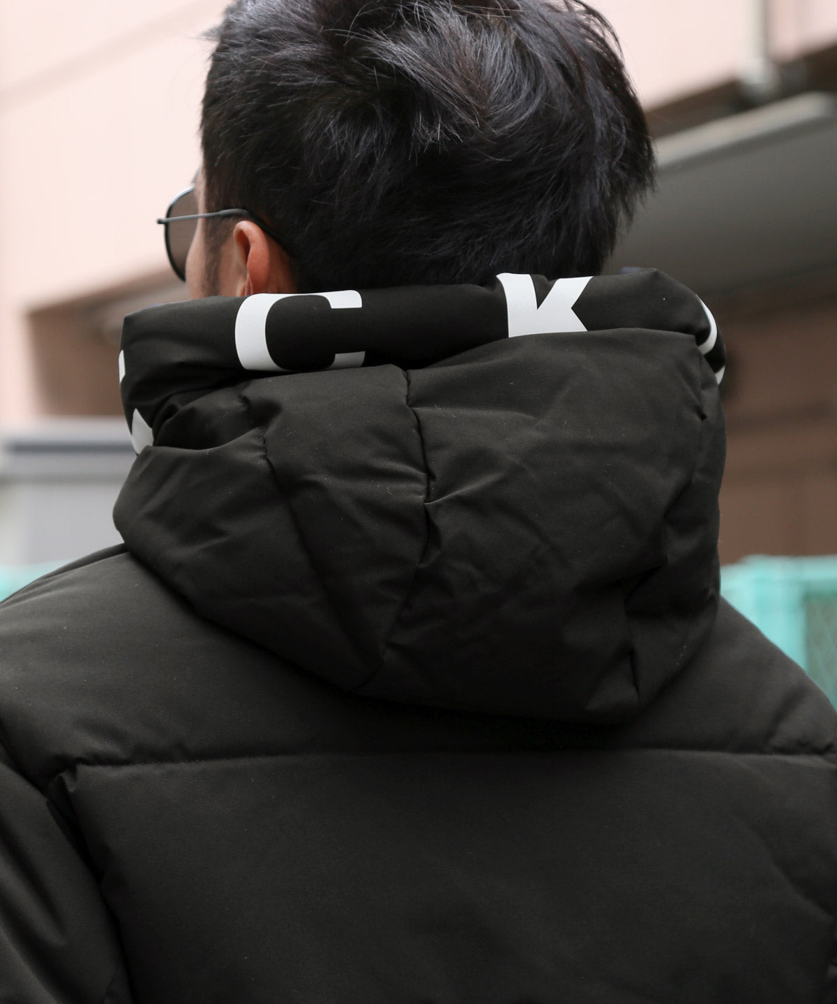 ラグスタイル LUXSTYLE フードロゴプリント中綿ブルゾン/フェイクダウン 暖か あったか 撥水 防風 フード付き ロゴ プリント 大きいサイズ 厚手 （ホワイト） ホワイト