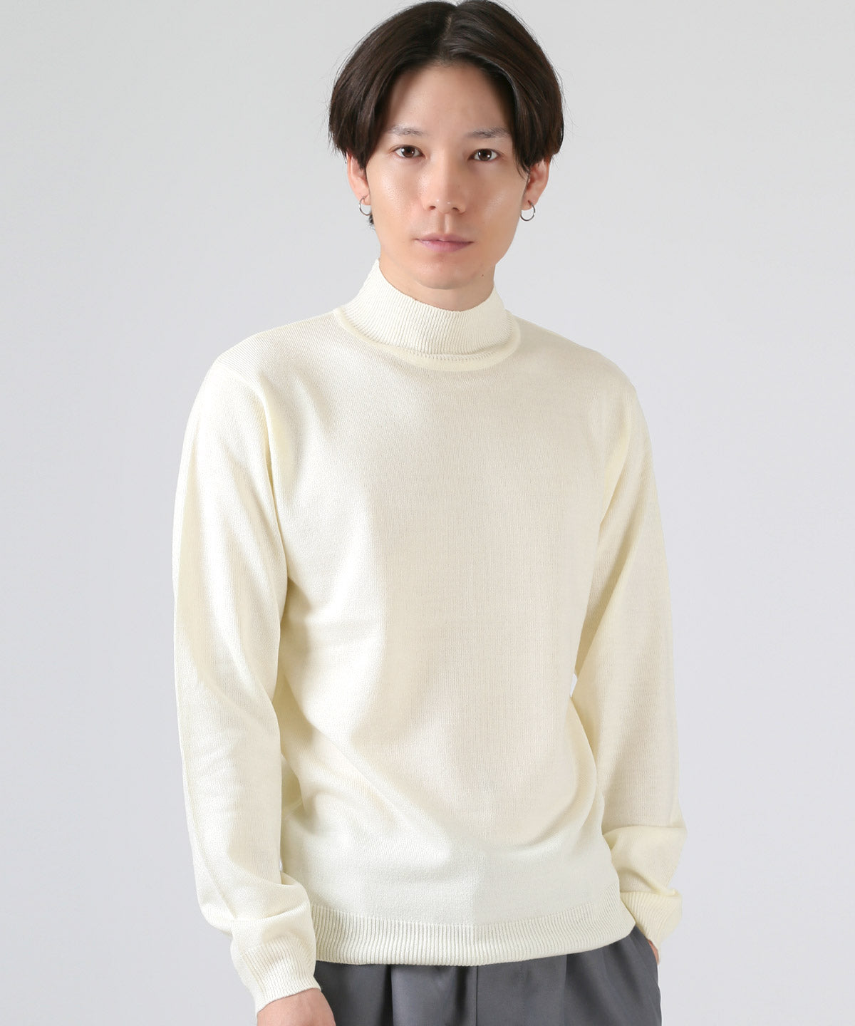 ラグスタイル LUXSTYLE カシミヤタッチハイネックニット/長袖 ハイゲージ 無地 おしゃれ 高級感 やわらかい 暖かい 重ね着 上品 シンプル （ホワイト） ホワイト