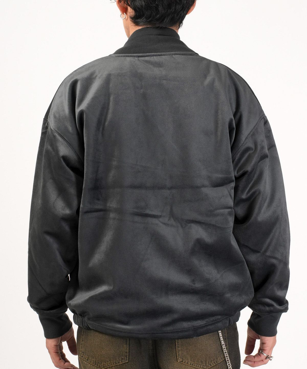 ラグスタイル LUXSTYLE ベロア裏シャギーボンディングブルゾン/裏ボア ボンディング ボアブルゾン ボアジャケット あったか 暖 防寒 MA-1 軽い 軽量 （ブラック） ブラック