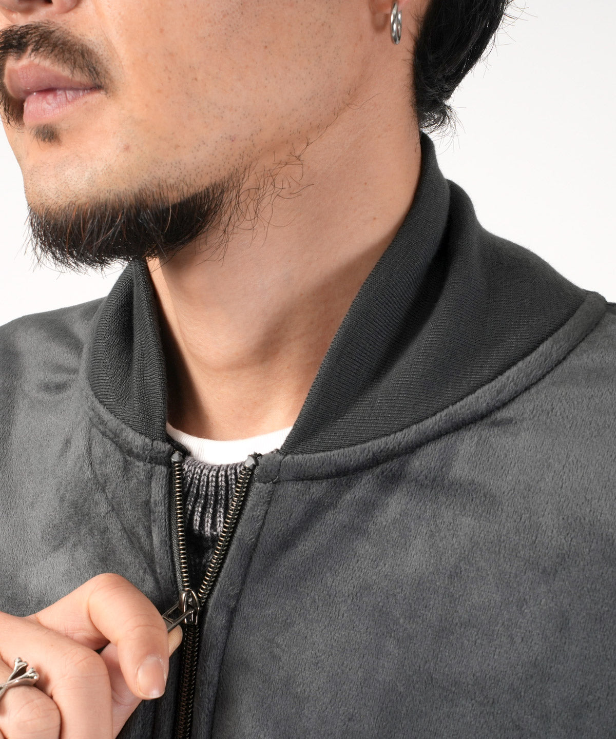 ラグスタイル LUXSTYLE ベロア裏シャギーボンディングブルゾン/裏ボア ボンディング ボアブルゾン ボアジャケット あったか 暖 防寒 MA-1 軽い 軽量 （ブラック） ブラック