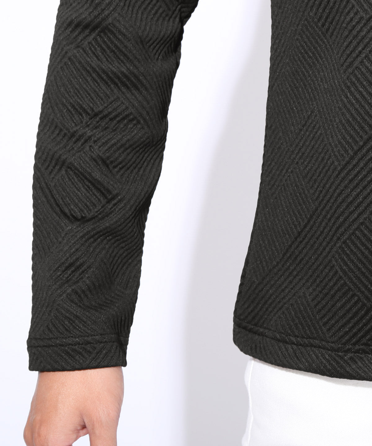 ラグスタイル LUXSTYLE 幾何学キルトタートルネックロンT/トップス 幾何学 模様 総柄 無地 キルト キルティング シンプル きれいめ （ホワイト） ホワイト